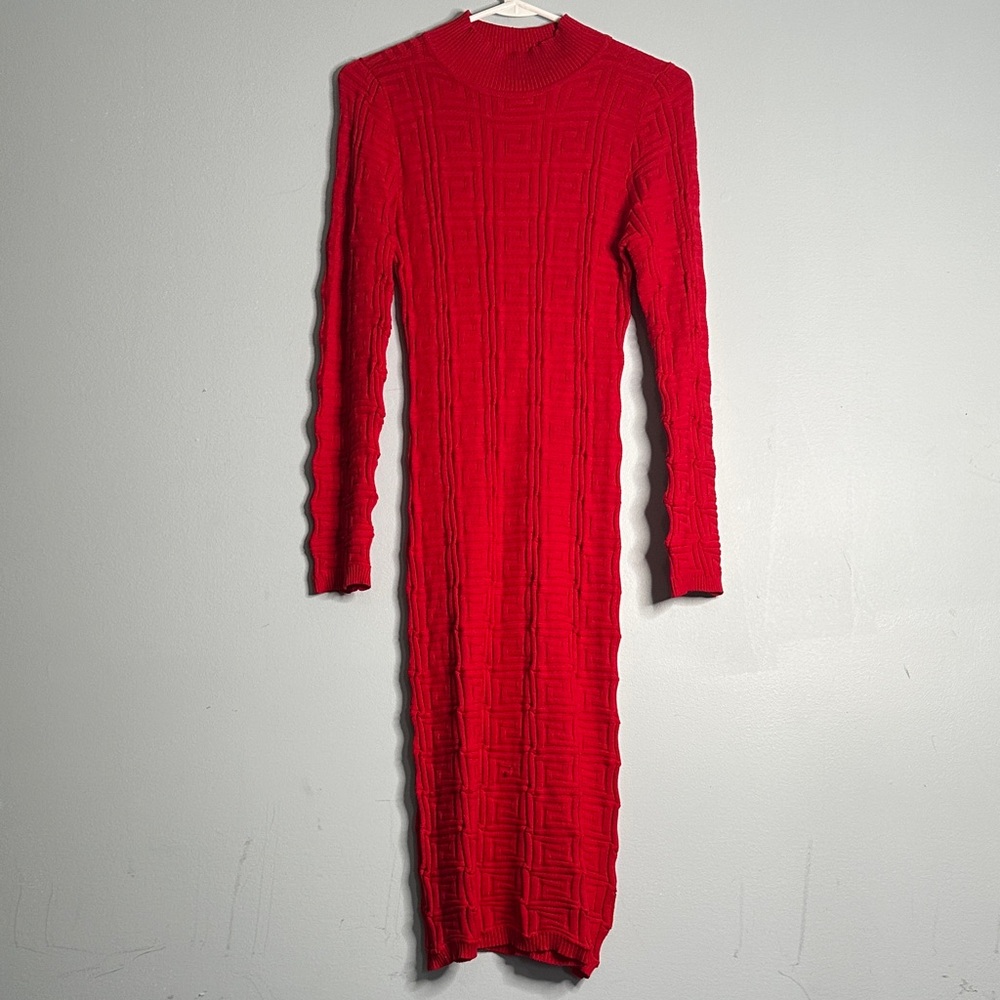 Chic Long Sleeve Red Dress